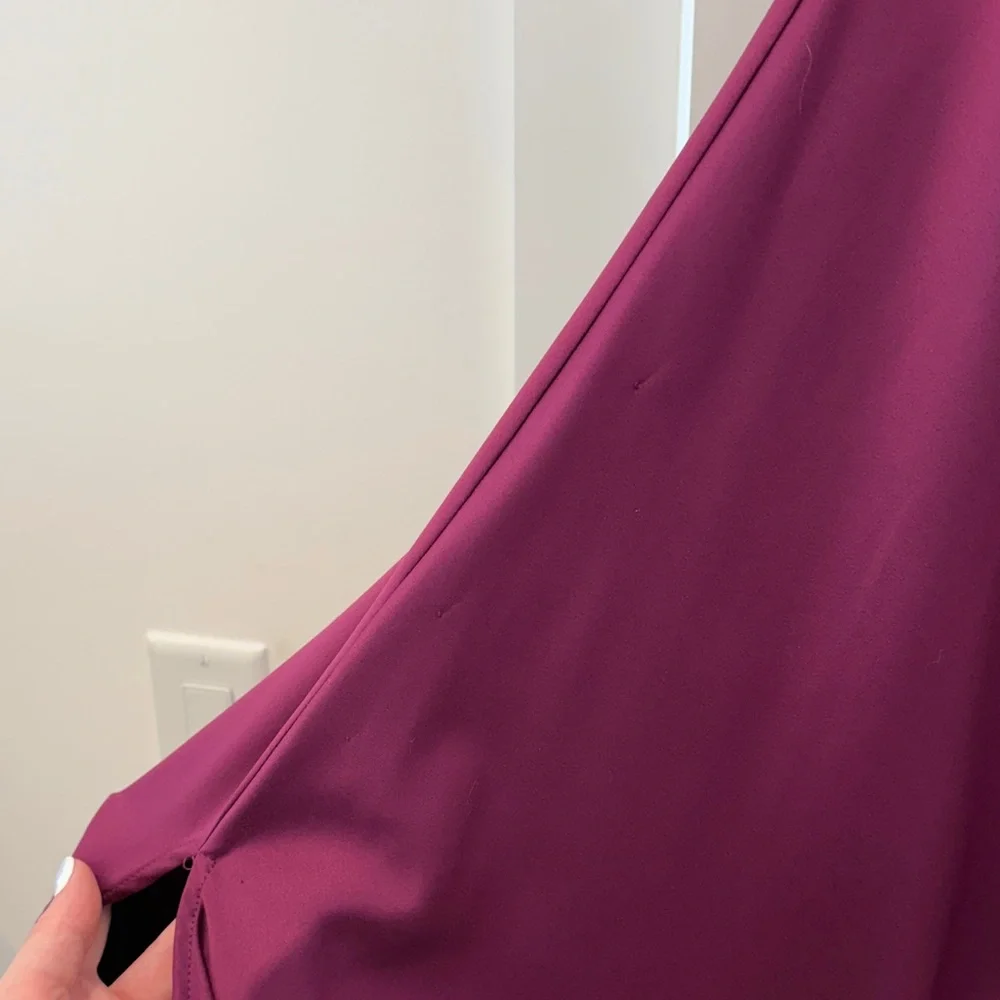 Dynamite Plum Slip Midi Dress with Side Ruched Slit - Picture 3 of 3